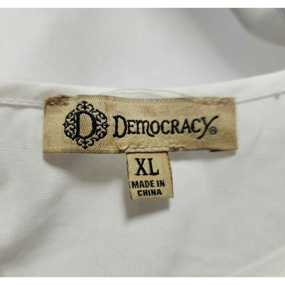 Democracy Womens Cold-Shoulder Blouse Size XL White Cotton Spandex Short Sleeve - Picture 8 of 10